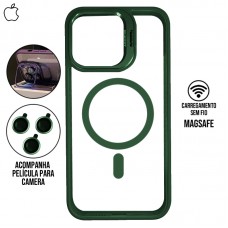Capa iPhone 14 Pro - Metal Stand Magsafe Cangling Green